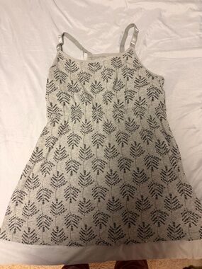 Maternity Gray Knit Tank Dress with Dark Gray Leaf Pattern